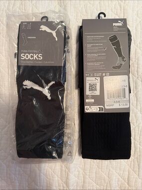 Puma Men’s Black Athletic Knee-High Socks with White Logo